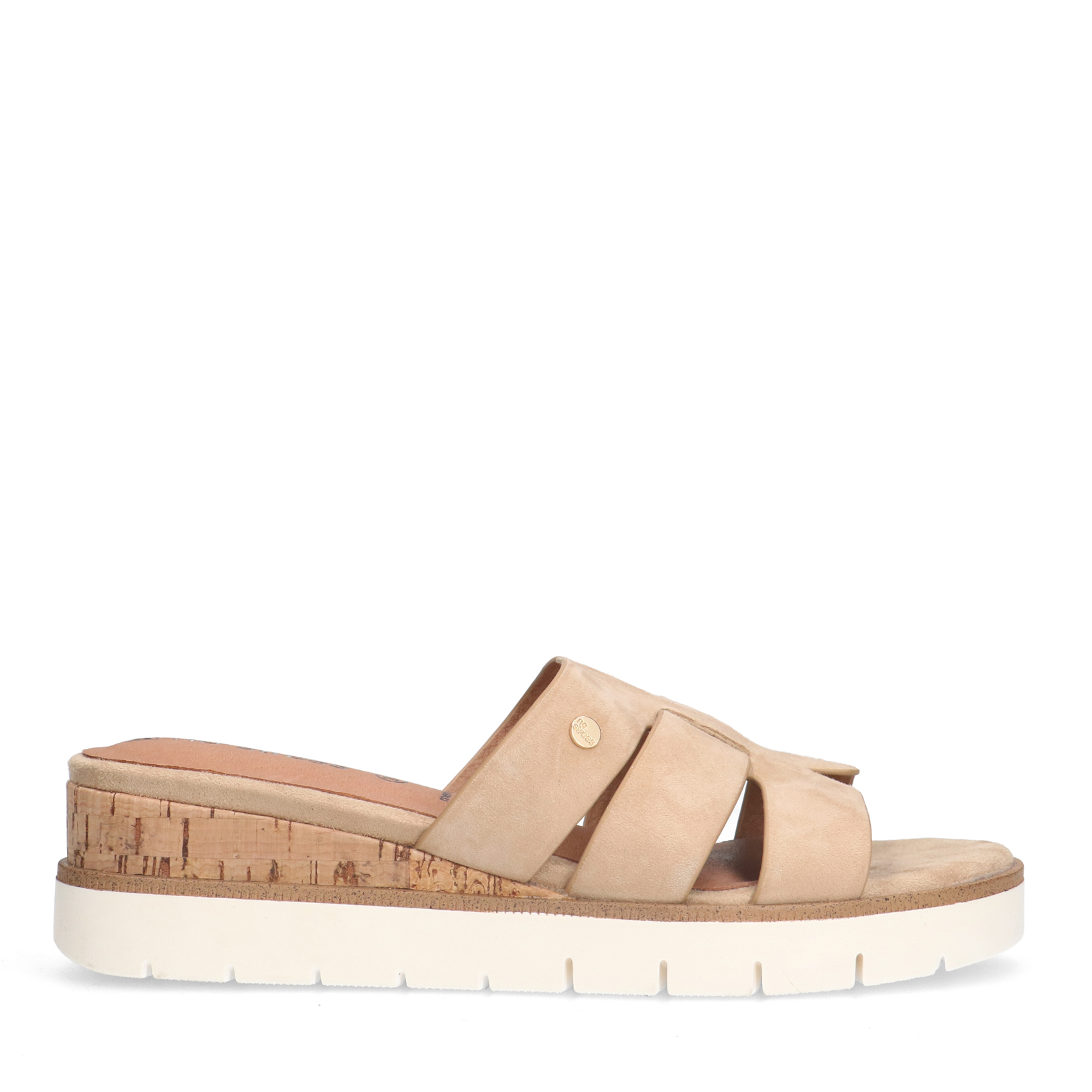 Beige suède sandalen