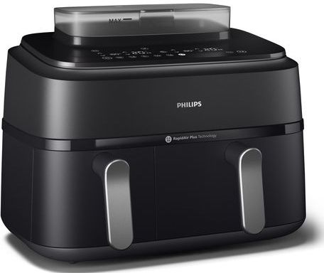 Philips 5000 series NA551/00 friteuse Dubbel 9 l Vrijstaand 2300 W Heteluchtfriteuse Zwart, Zilver