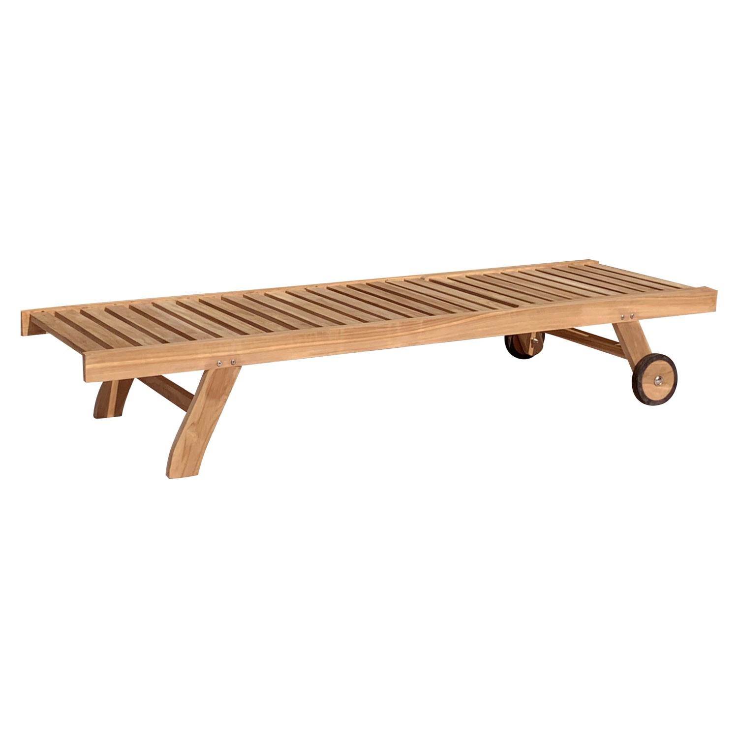 Salento - ensemble chaise longue à roulettes et table basse carrée 45x45 en teck - mobilier de jardin - mobilier extérieur/intérieur