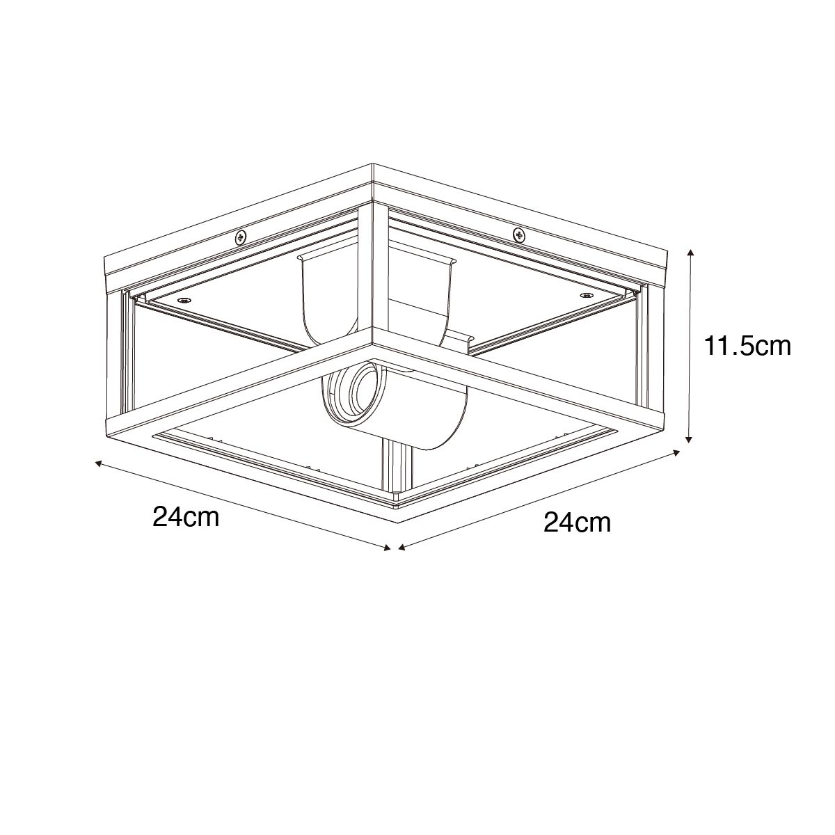 Buiten plafondlamp zwart met ribbel glas 2-lichts IP44 - Charlois