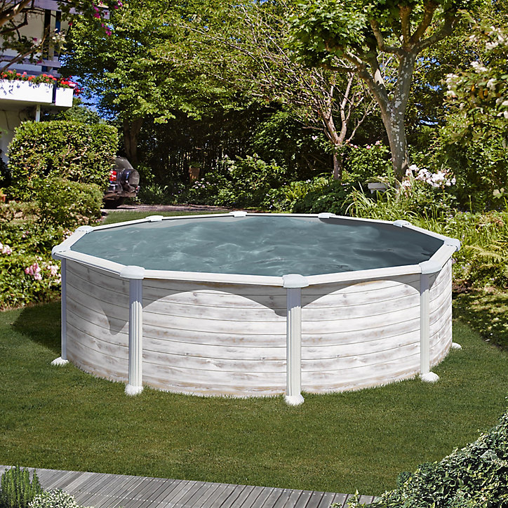 Piscine hors sol acier aspect bois Gré Groenland ø4,80 x h.1,32 m