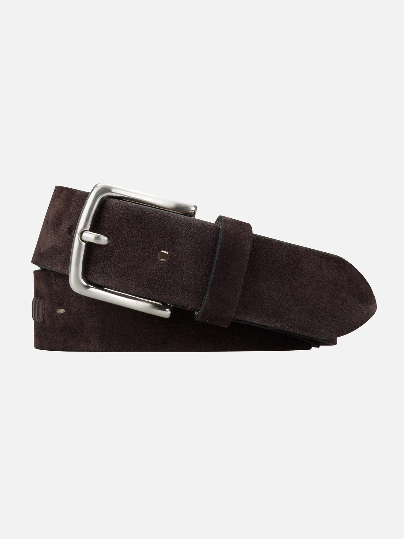 Ceinture en cuir velours chocolat à motifs brodés