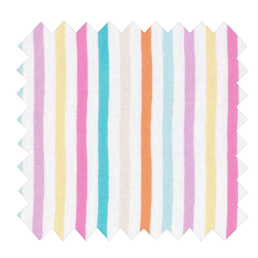 Tissu Coton Au Mètre Ex2408 Rayé Multicolore Pastel