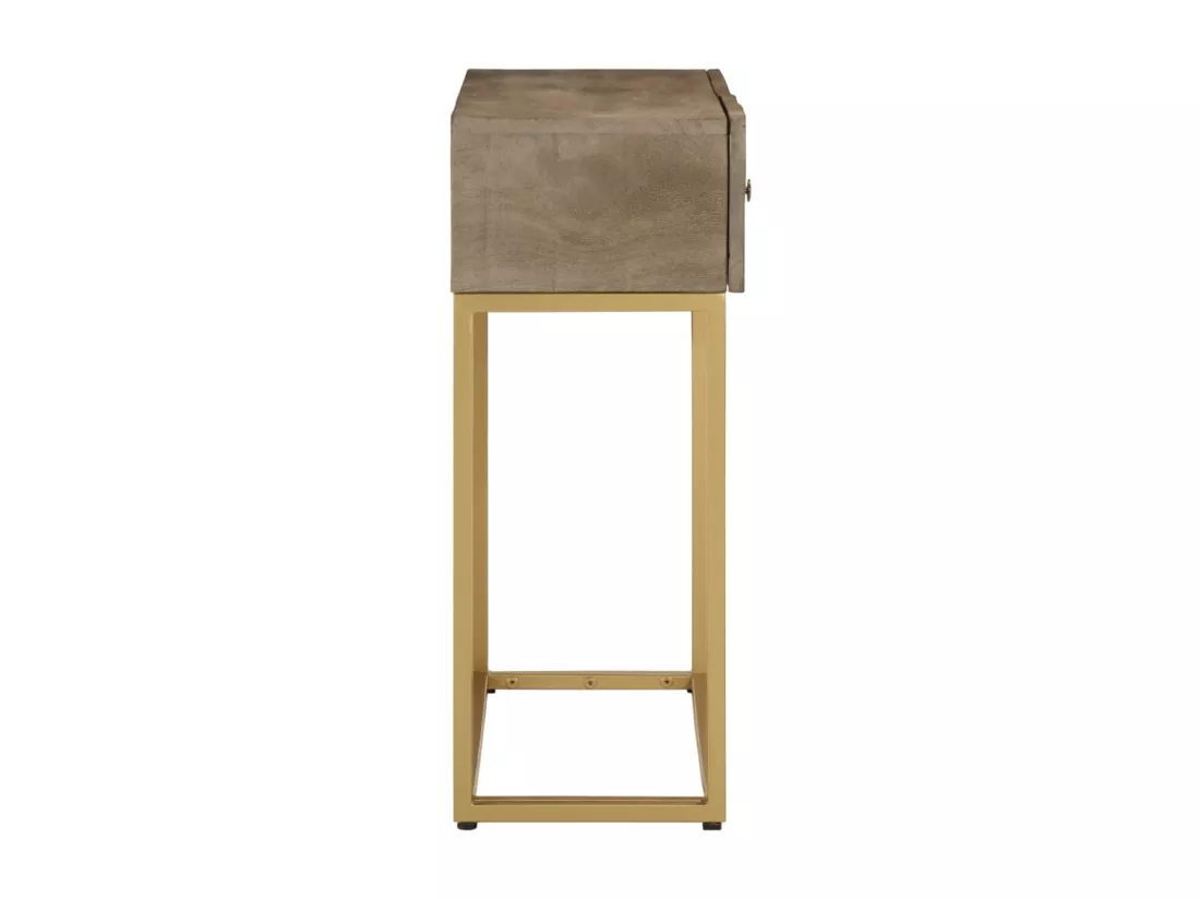Table console 90x30x76 bois massif de manguier et fer