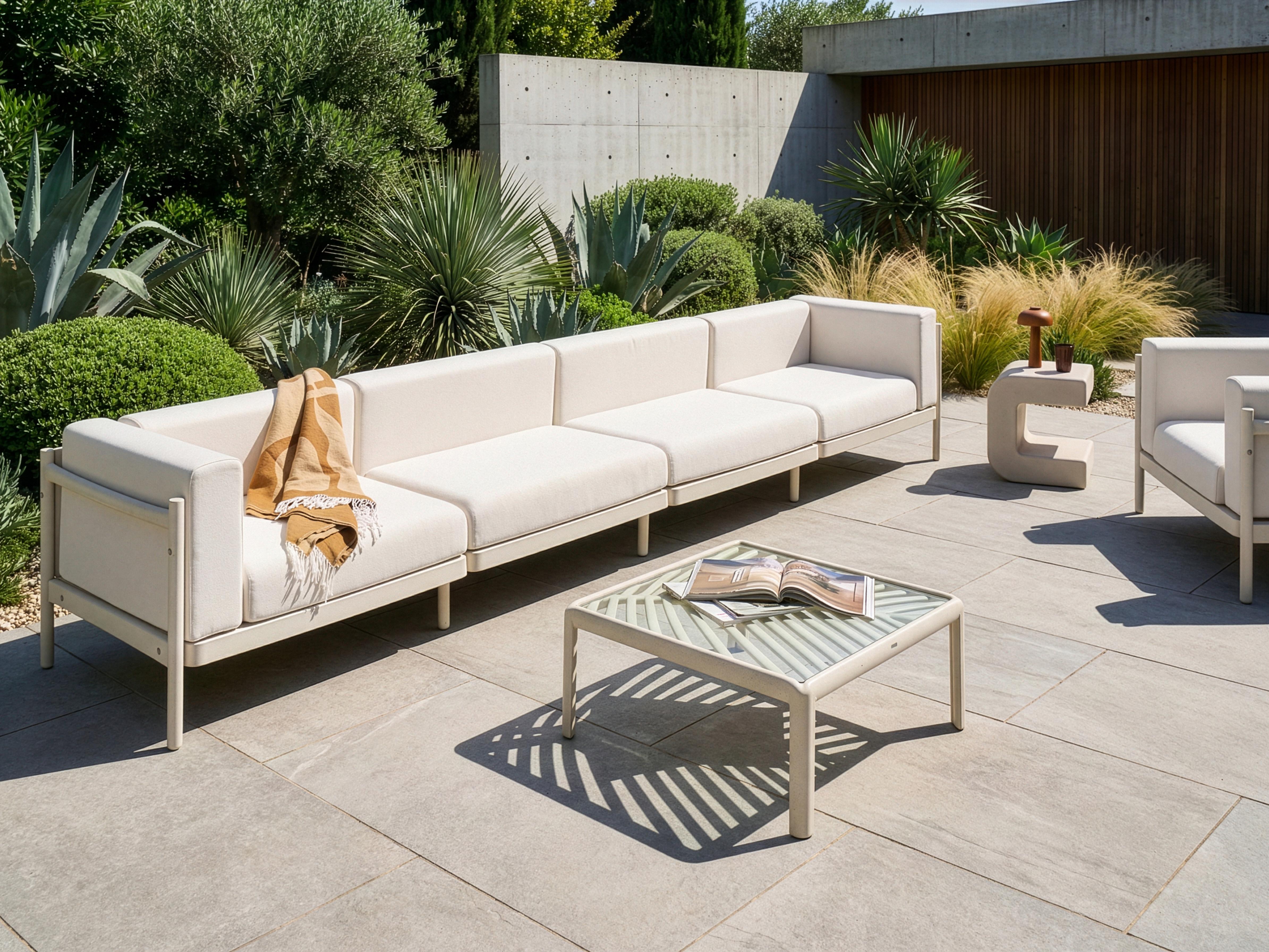 Tuin loungebank 4-zits FERRETTI Lichtbeige