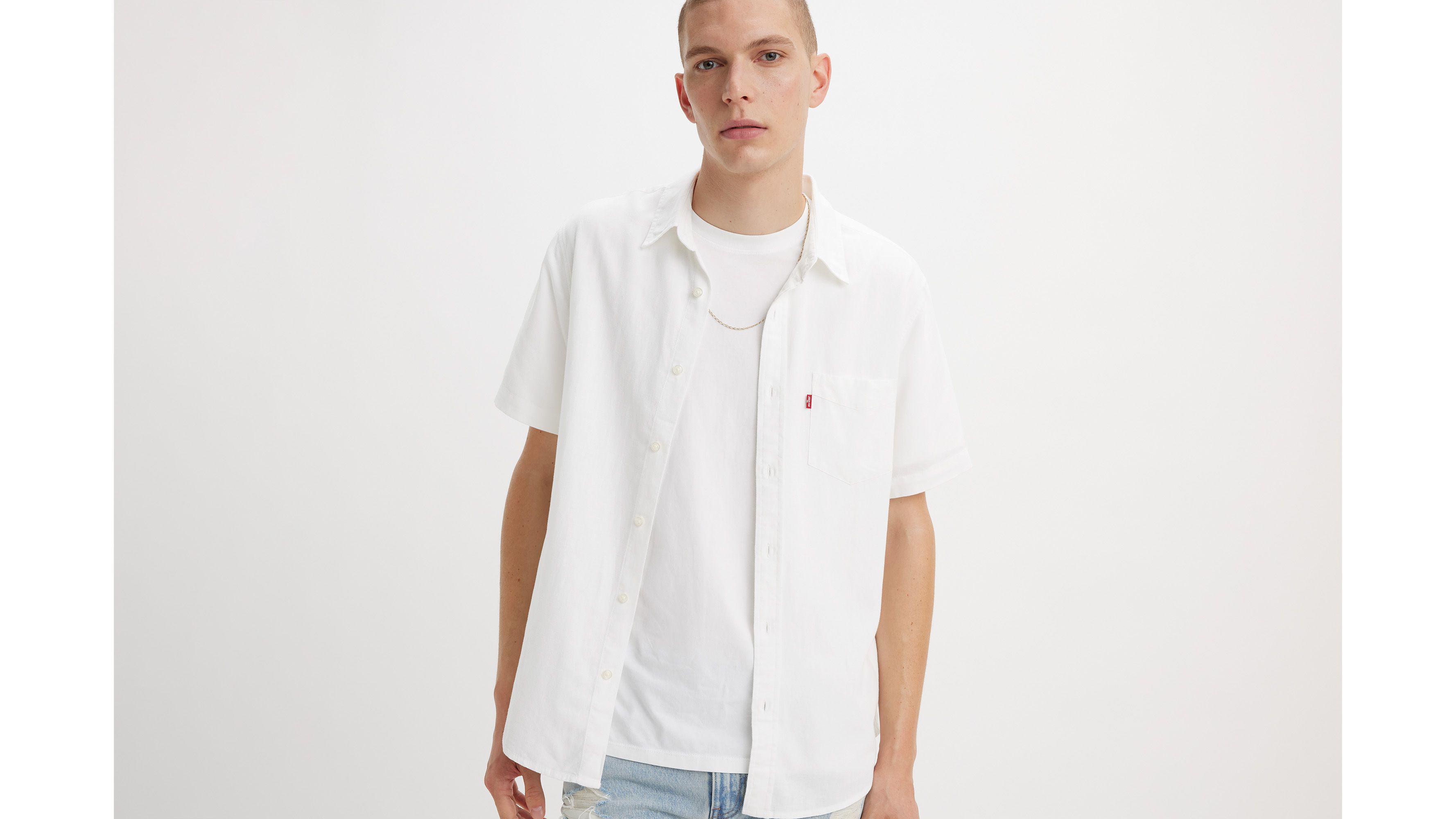 Chemise manches courtes poche Sunset - Bright White Plus - Blanc