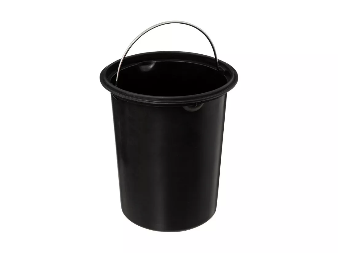 Poubelle en métal et bambou 3 L déco Canvas Noir et Beige