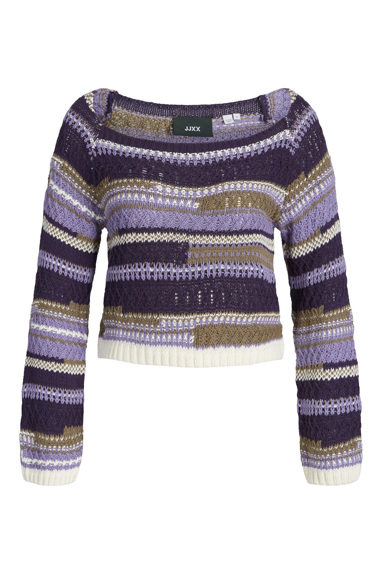 Suéter feminino multicolorido de tricô médio