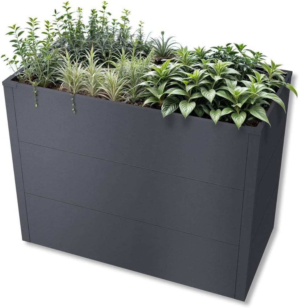 Metzler Hochbeet für den Garten oder Balkon – Stahl in Eisenglimmer | Witterungsbeständiges Metall-Gartenbeet, Pflanzenbeet, Blumenhochbeet | 100 x 50 x 77 cm