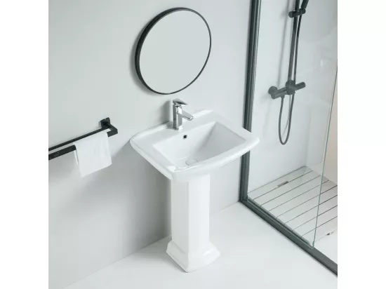 Lavabo rétro sur colonne MADRY 60 cm en céramique