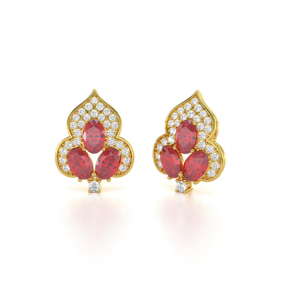 Boucles d'oreilles ADEN Or 585 Jaune et Rubis 3.5grs