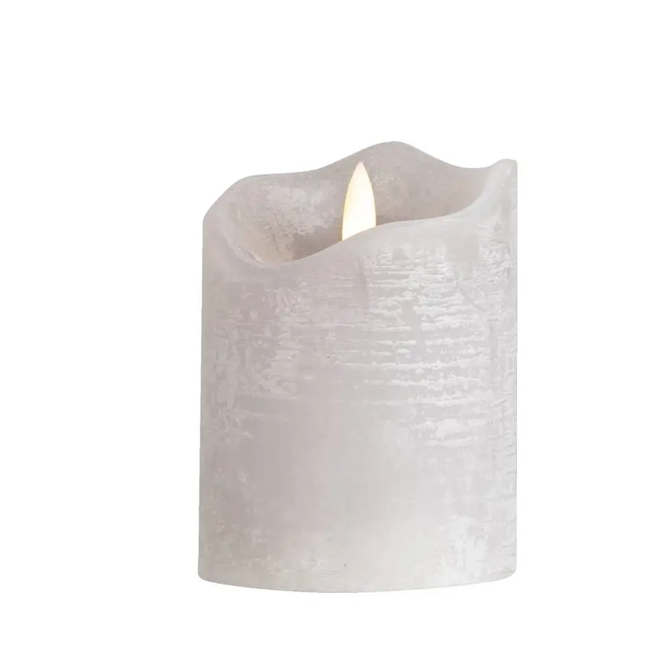 LED Kaars Rustiek - lichtgrijs - 10xØ7,6 cm