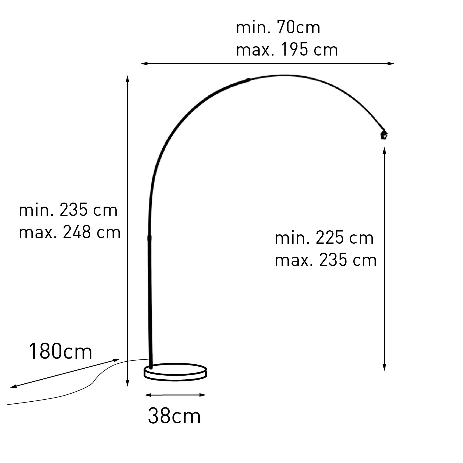 Moderne booglamp zwart met wit verstelbaar zonder kap - XXL
