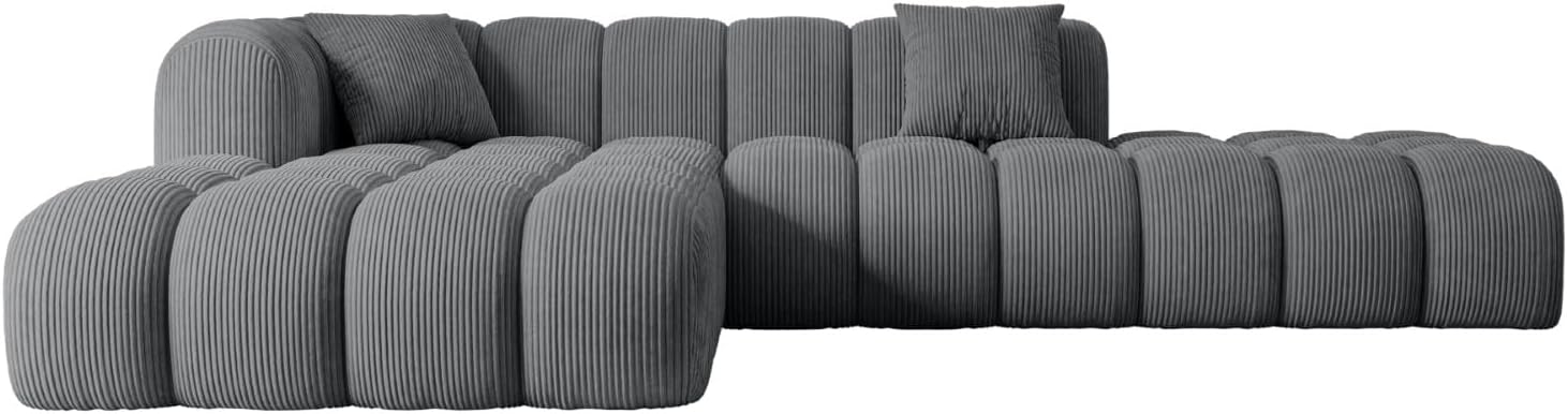 ALTDECOR Ecksofa in L-Form Corner Sofa Bett Eckcouch Couch Wohnlandschaft Cauchsofa Olea-L2-289x176x71 cm Duneklgrau