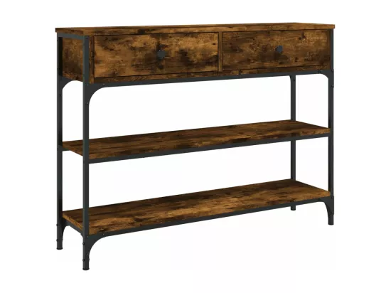 Table console chêne fumé 100x25x75 cm bois d'ingénierie
