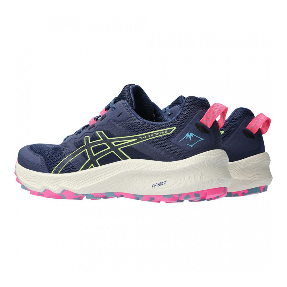 Asics TRABUCO TERRA 2 - Chaussures trail Femme deep ocean/lime green