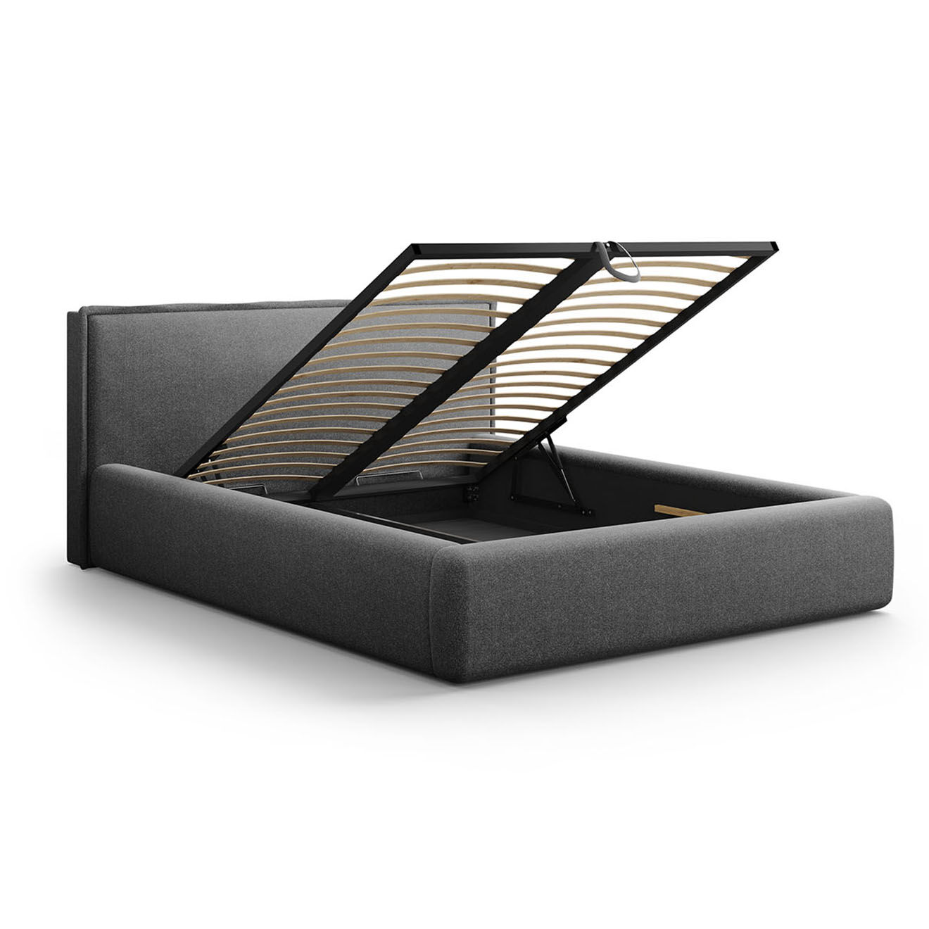 Maison Héritage Lit avec coffre de rangement Tena gris foncé - 230x205x100 cm