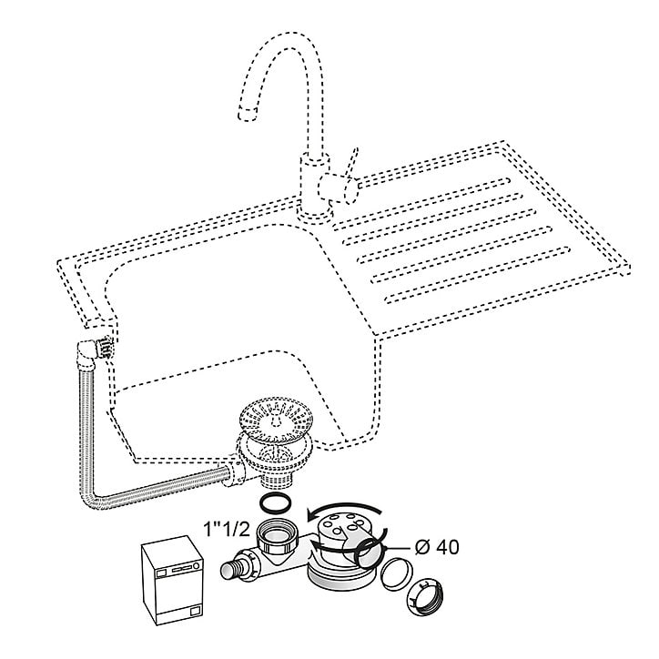 Siphon réglable blanc 40mm extra-plat Wirquin