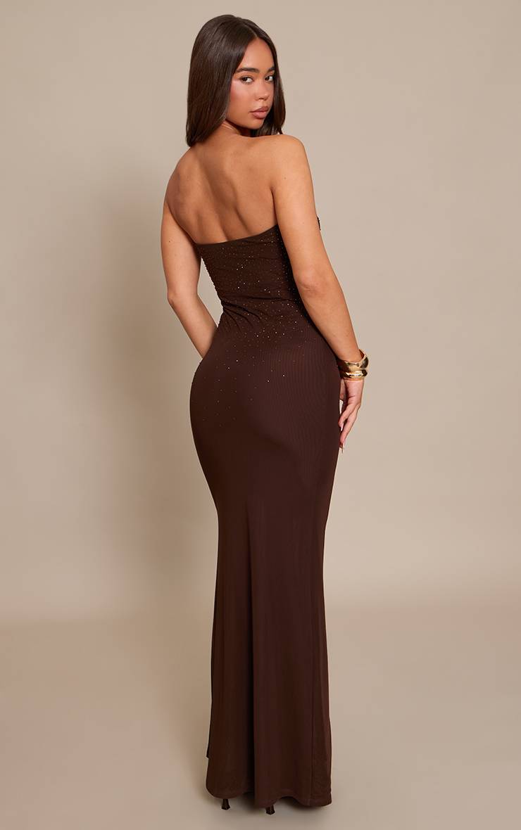 Chocolat Robe Longue Bandeau À Strass
