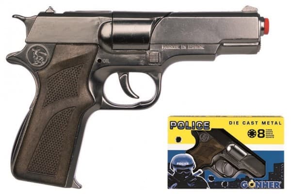 Gonher Metal politipistol med 8 kuler