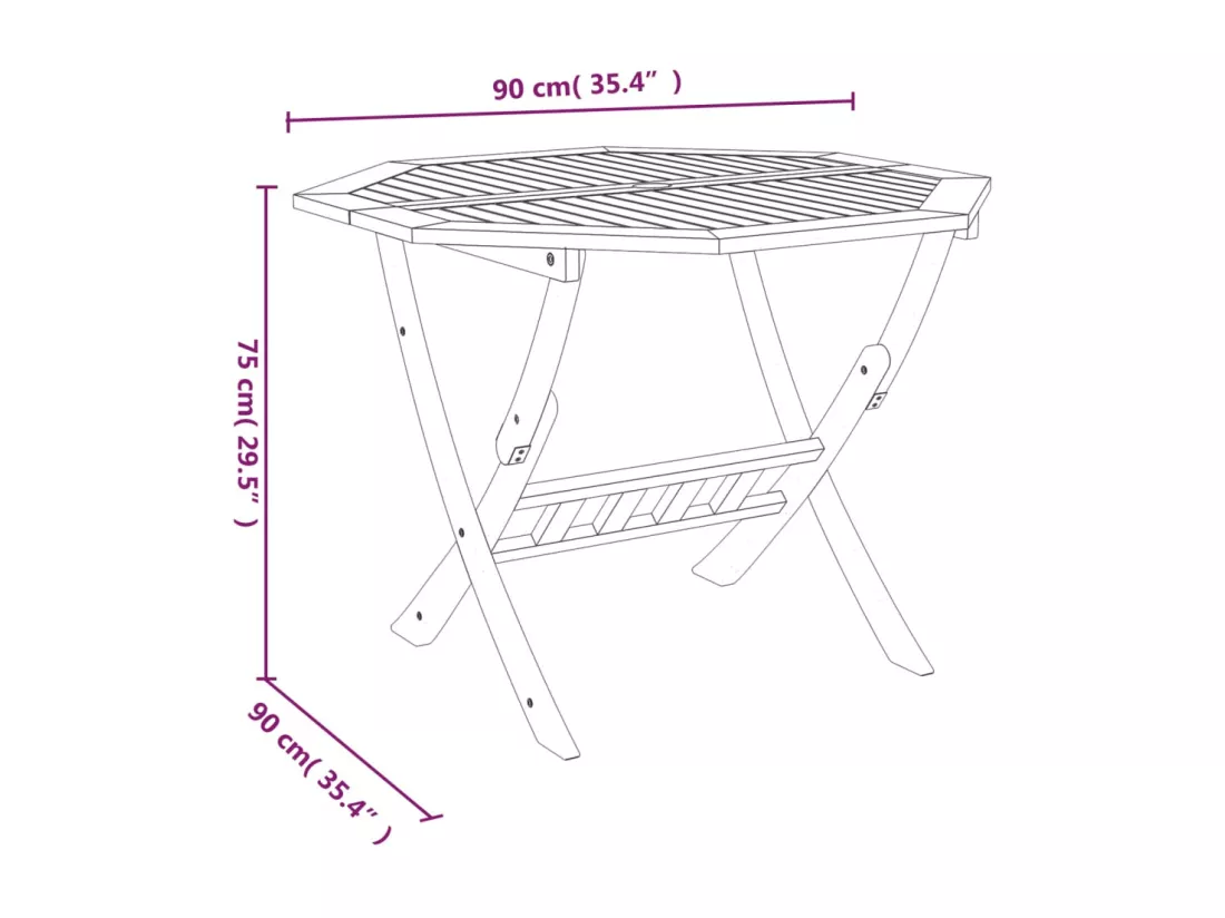 Table pliable de jardin 90x75 cm Bois d'acacia solide