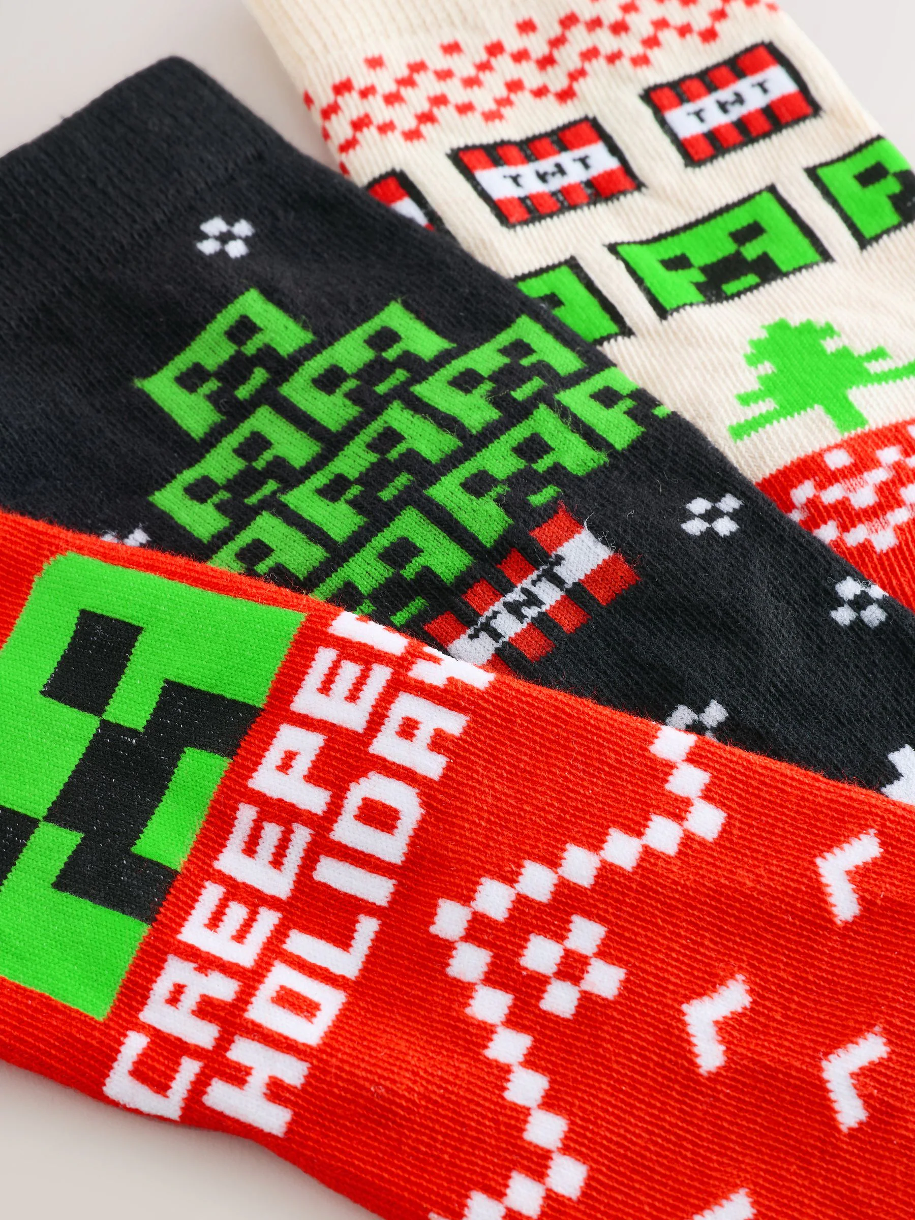 Minecraft - Christmas License Character Cotton Rich Socks 3 Pack