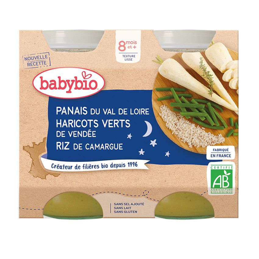 Petit pot Bonne Nuit panais haricot vert et riz bio - 2x200g - Doré