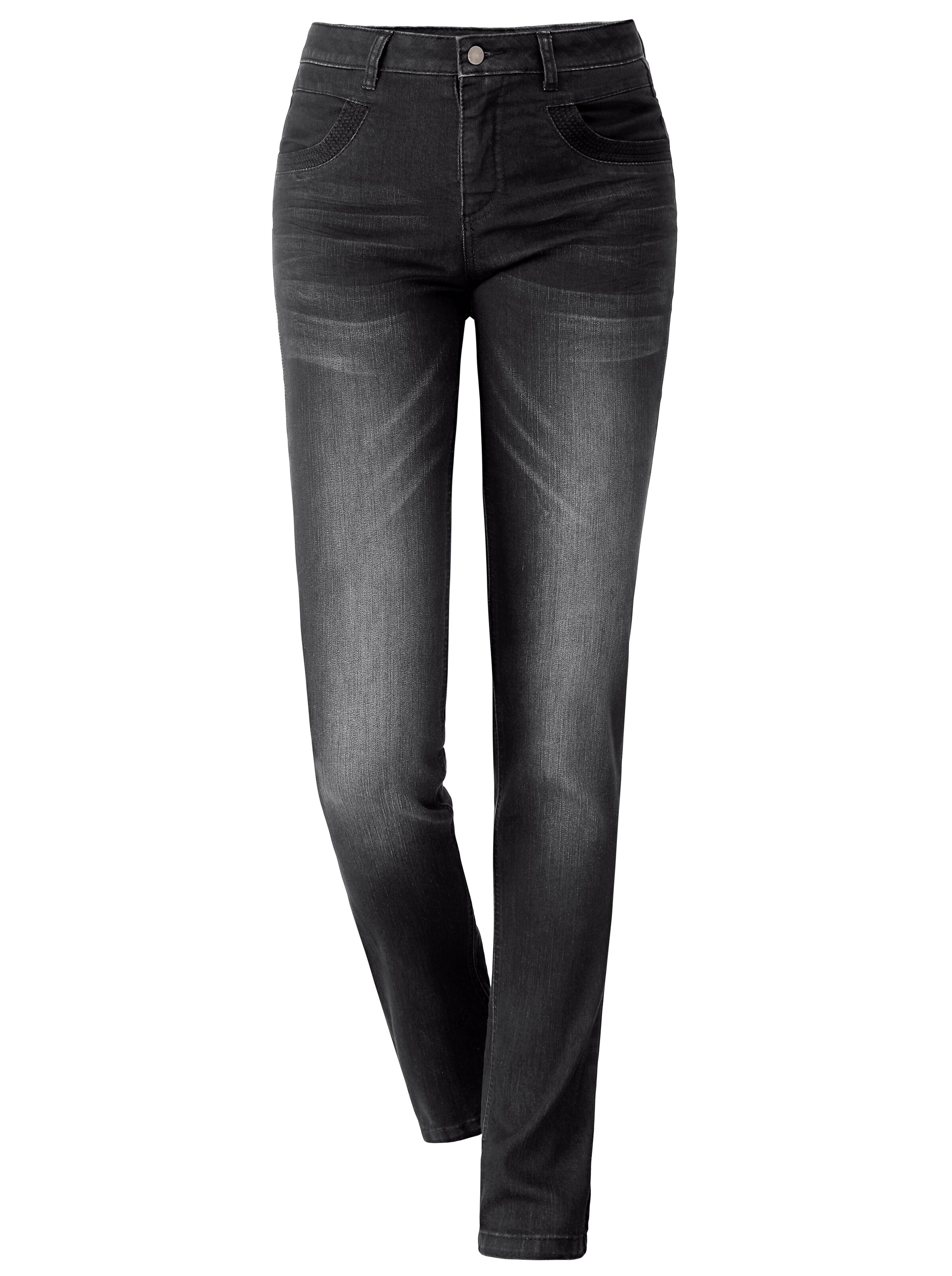 Röhrenjeans in black-denim