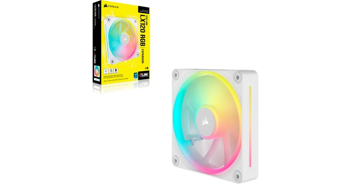 CorsairiCUE LINK LX120 RGB case fan  (Wit, 120 x 120 x 25 mm, PWM)