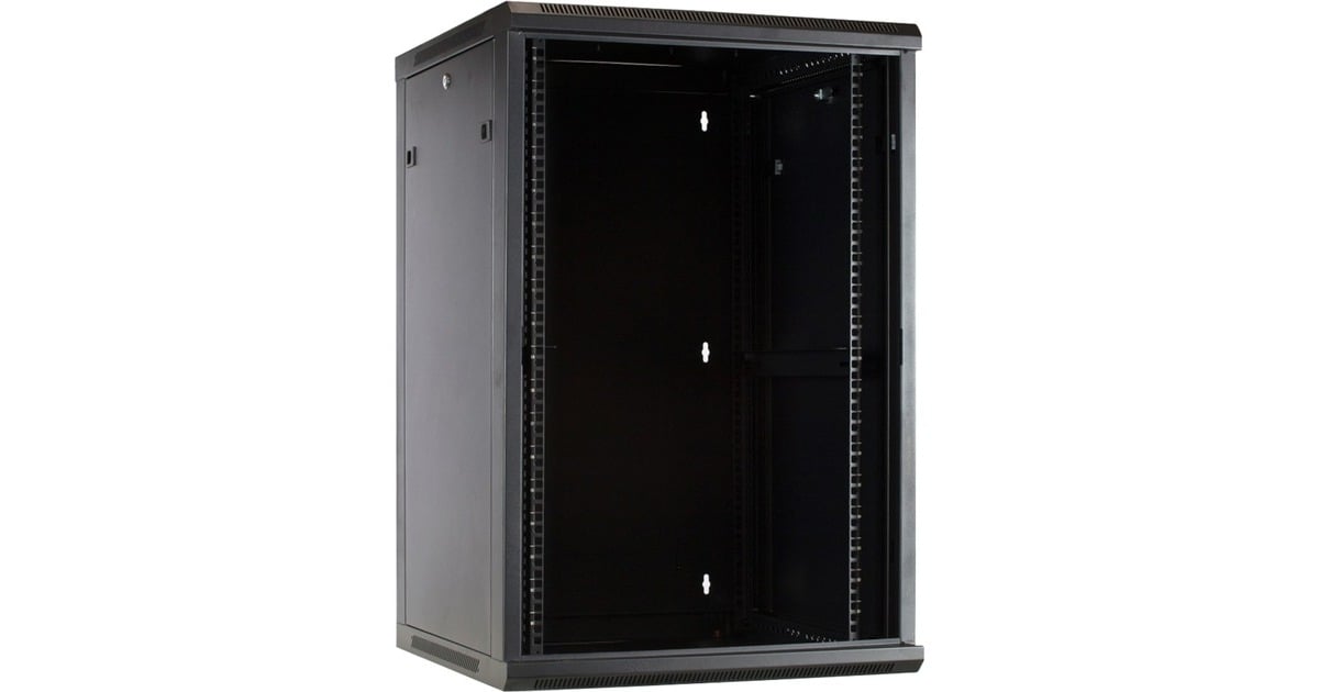 DSI18U wandkast met glazen deur - DS6618-WAND server rack  (Zwart, 600 x 600 x 900mm)