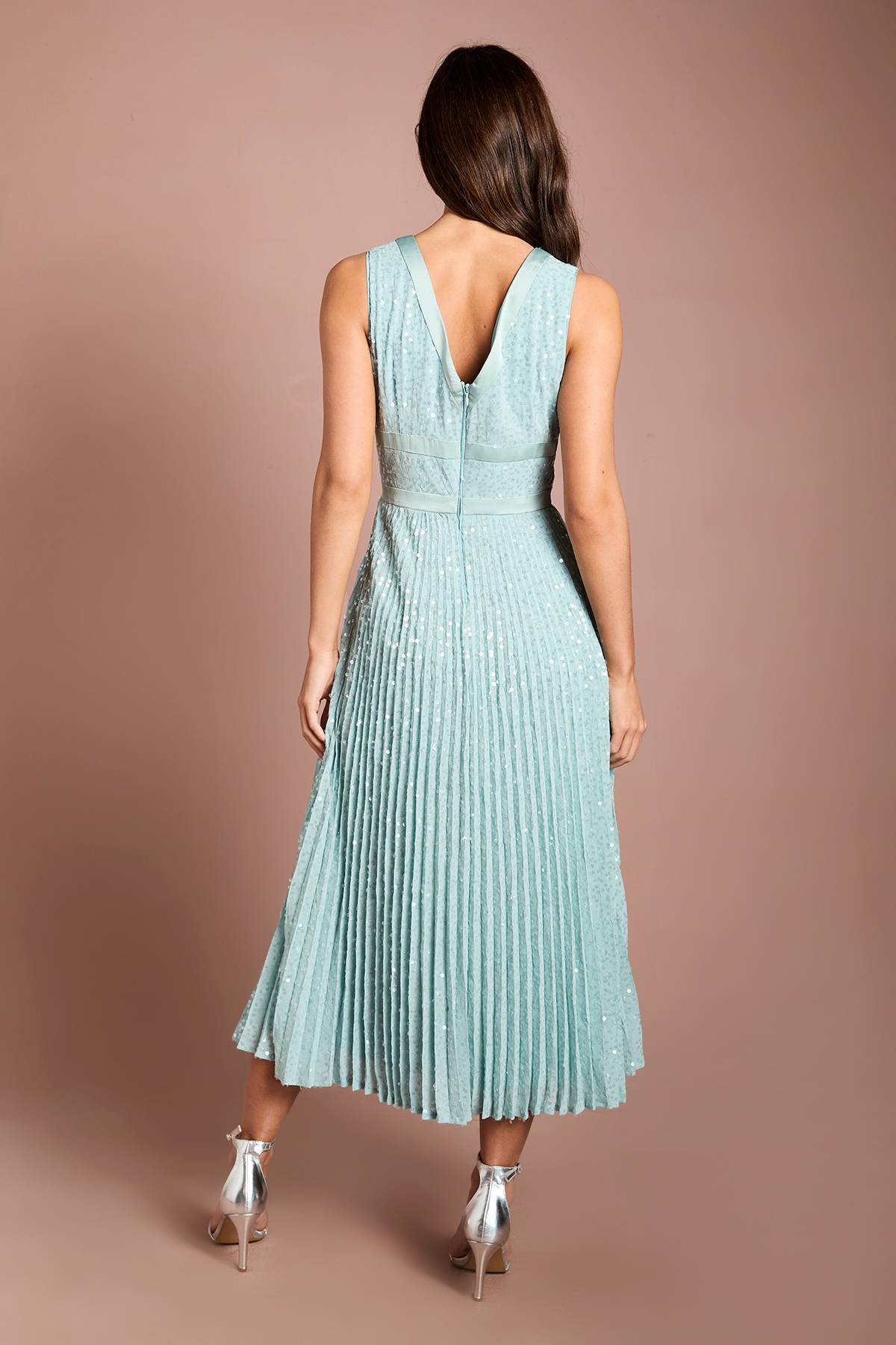 Coast Robe Midi Plissée À Paillettes Et Col En V Muse
