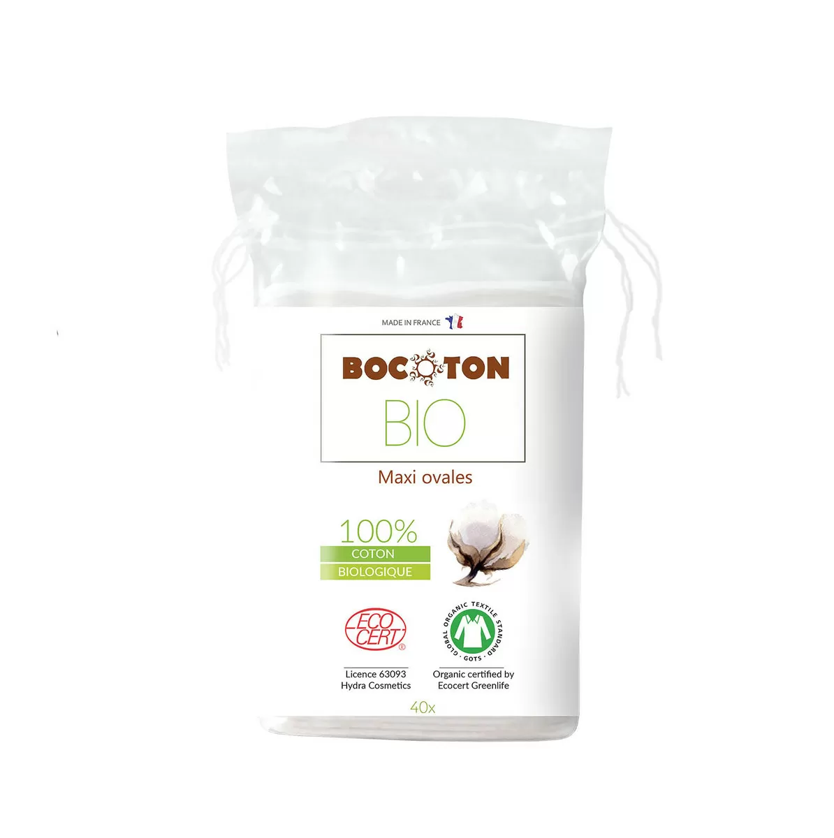 Bocoton Bio ovale vatrondeller, maxi - 40 stk.