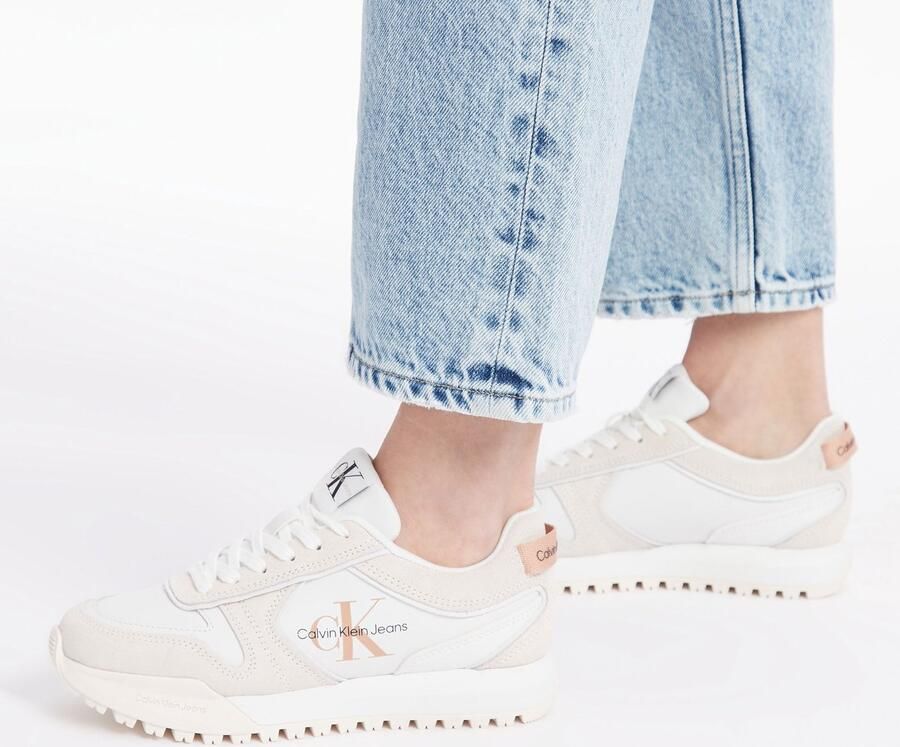 Calvin Klein Tooth Runner Irregular Lines Dames Lage sneakers Leren Sneaker Dames Wit