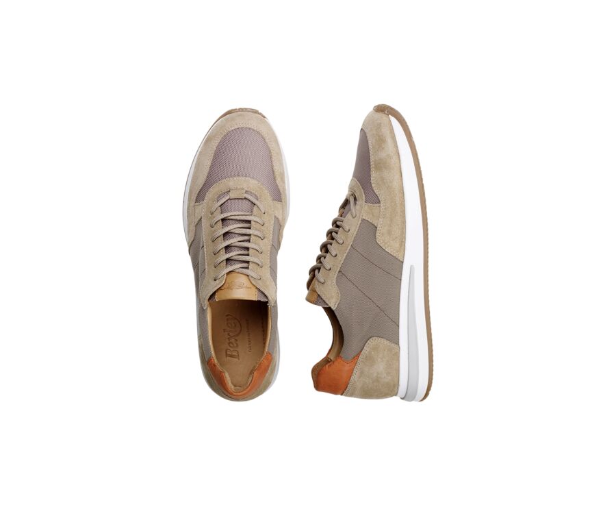 Sneakers homme kaki clair et velours Beige - NIRRANDA II