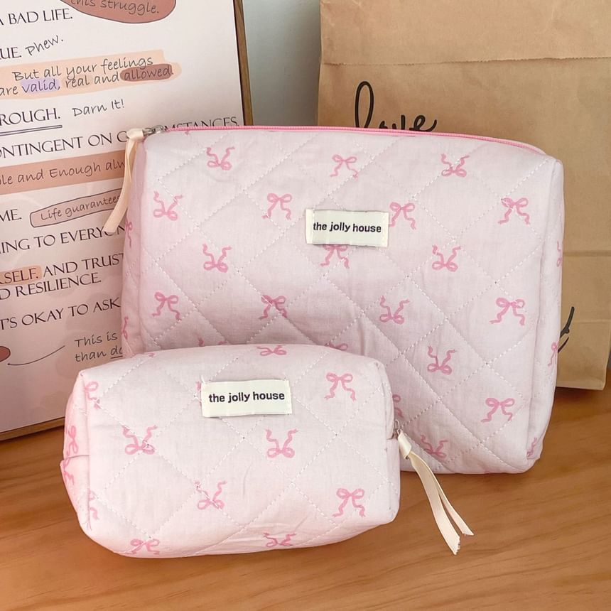 ZenlyHabit - Stoffen etui / make-uptas / clutch met strik