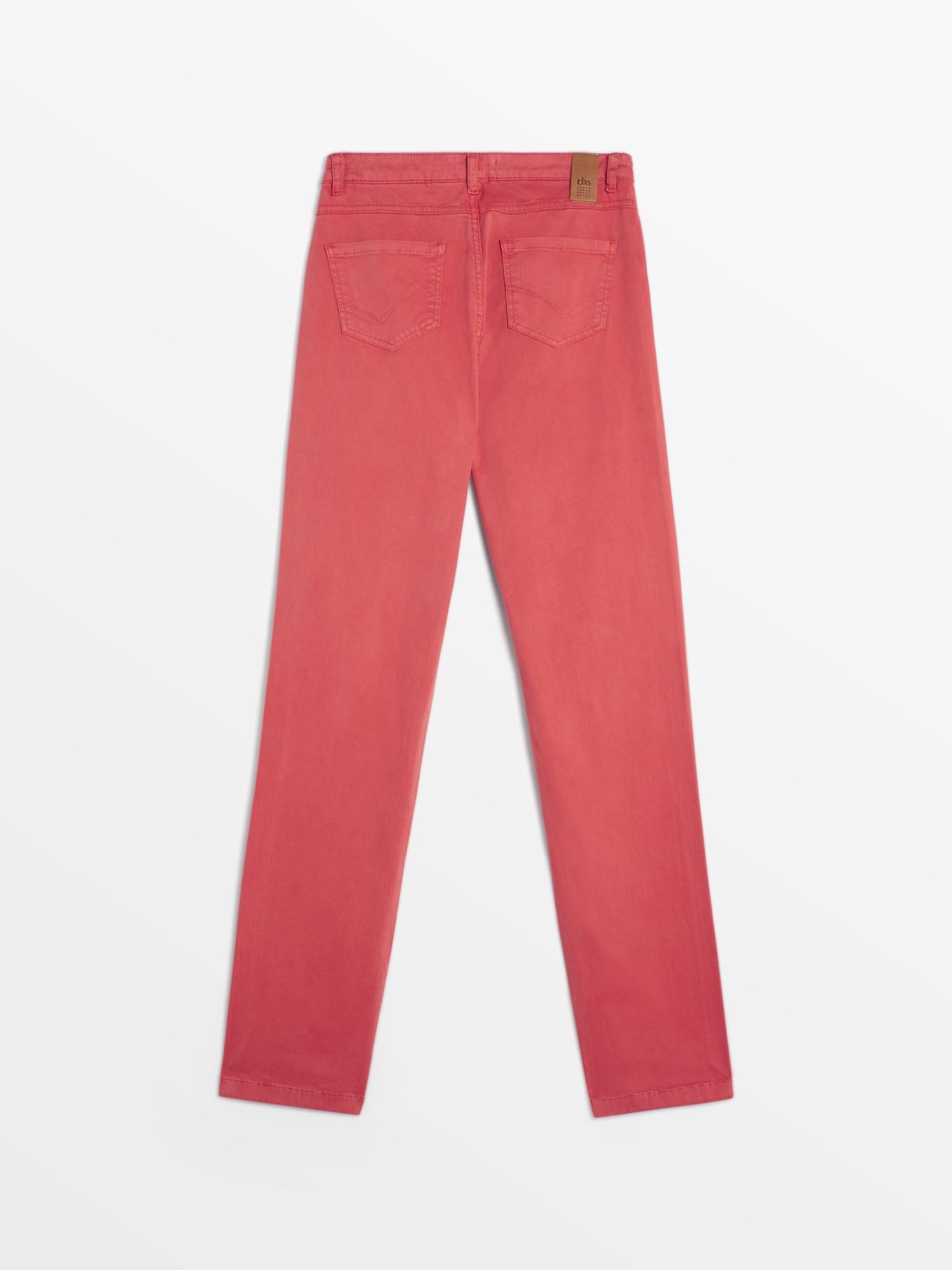 Pantalon Femme Coton Stretch Ceinture Elastique Rose