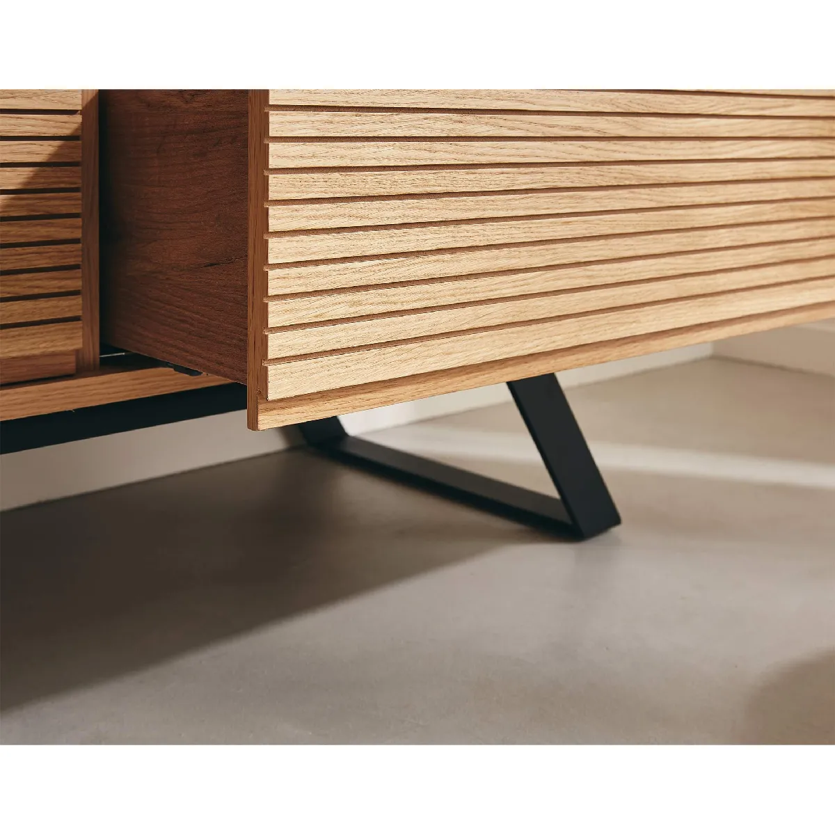 Lisa Design Zapallar meuble TV 206 cm - Bois/Noir