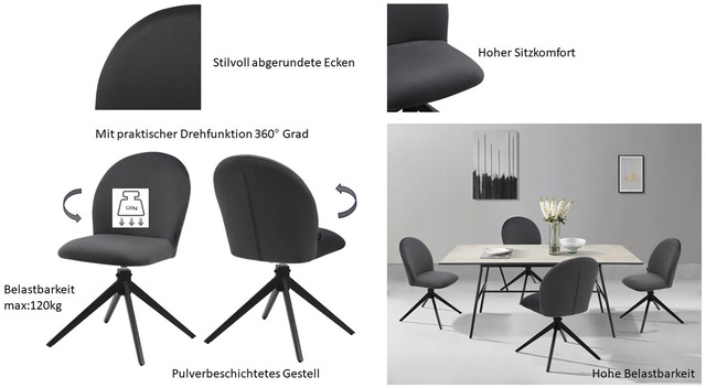 Home affaire Esszimmerstuhl »Tempa, TOPSELLER!, OTTOs Choice« (Set) 2 Stk.Drehstuhl mit 360 Grad Drehfunktion