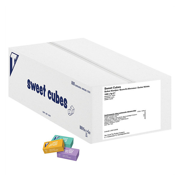 Sucre en morceaux emballés individuellement, carton de 1000 x 5 g