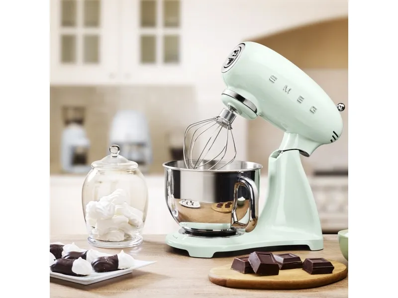 Smeg 50''s Style Køkkenmaskine SMF03PGEU Pastelgrøn, 4,8 L, Grøn, Løftestang, Rustfrit stål, 1 m, 800 W
