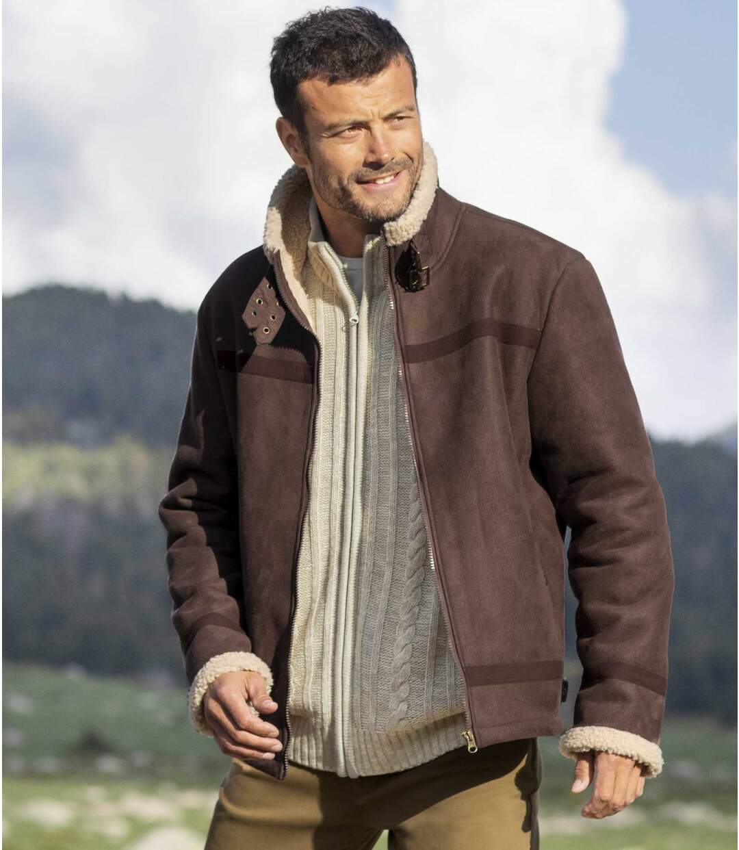 Blouson Aviateur Suédine Doublé Sherpa
