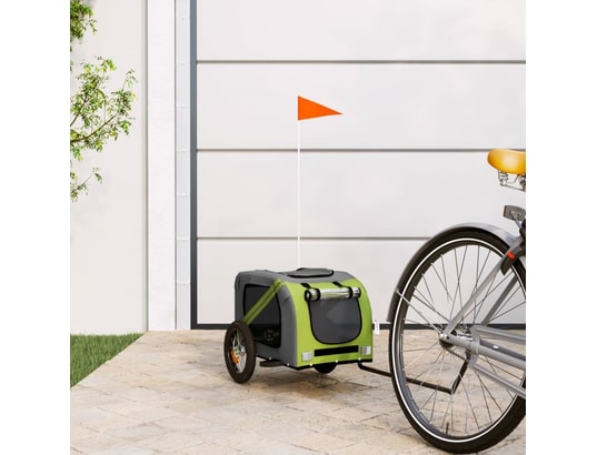 VIDAXL - Remorque de vélo pour chien vert et gris tissu oxford et fer