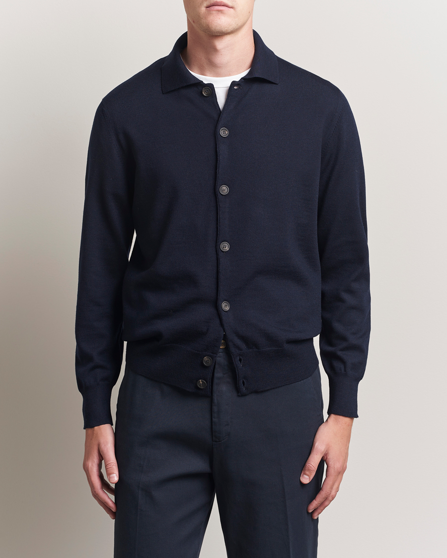 Altea Merino Wool Cardigan Navy