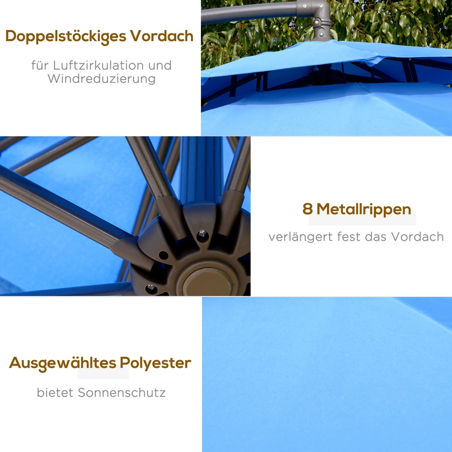 Outsunny Sonnenschirm mit Entlüftung blau