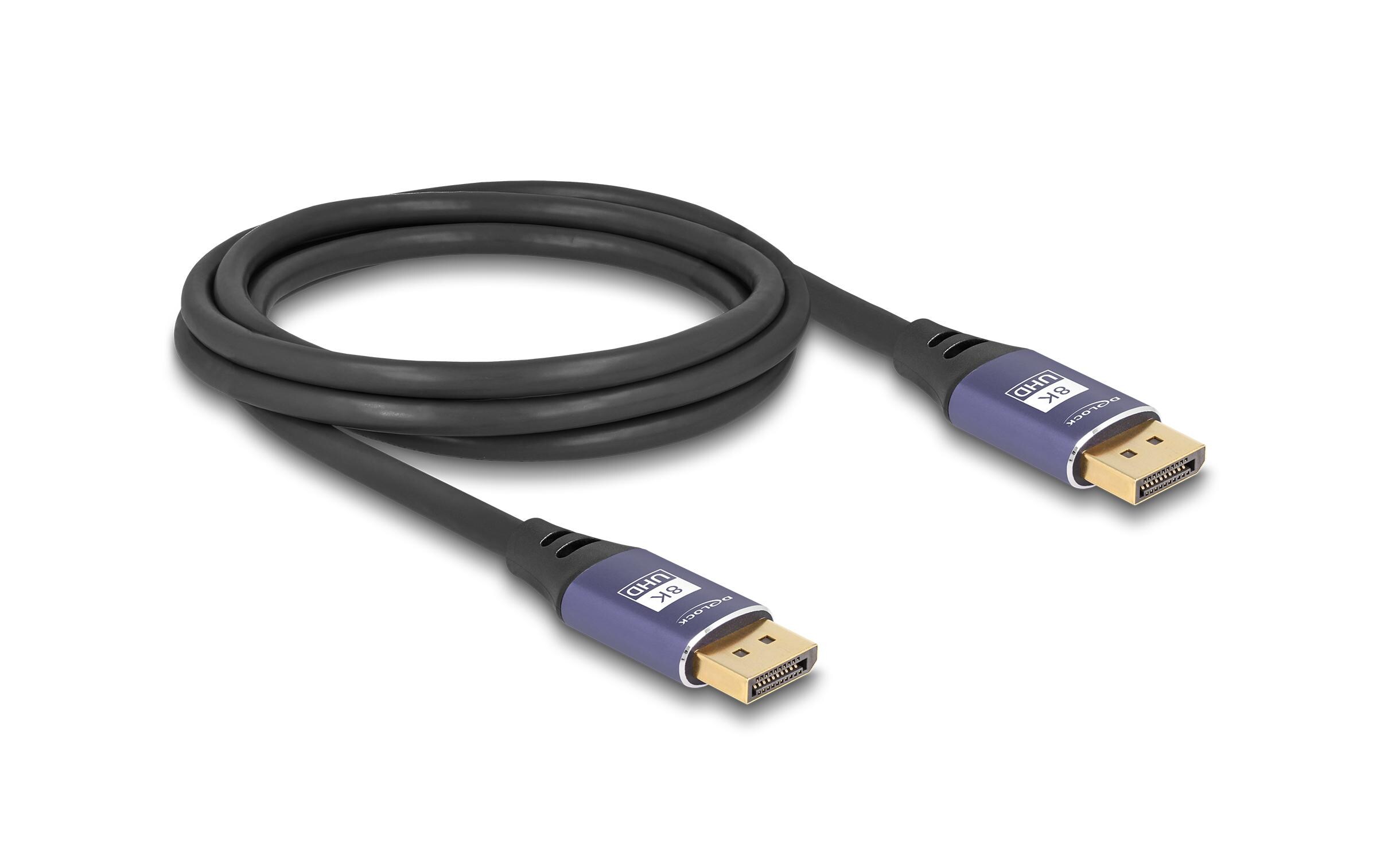 Kabel 8K 60 Hz DisplayPort - DisplayPort, 2 m, FliederDelock DisplayPort Kabel 8K 60 Hz 2 m flieder Metall