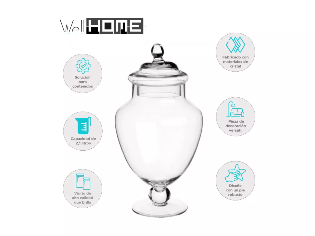 WELL HOME - Bonbonnière en verre avec pied 2,1L