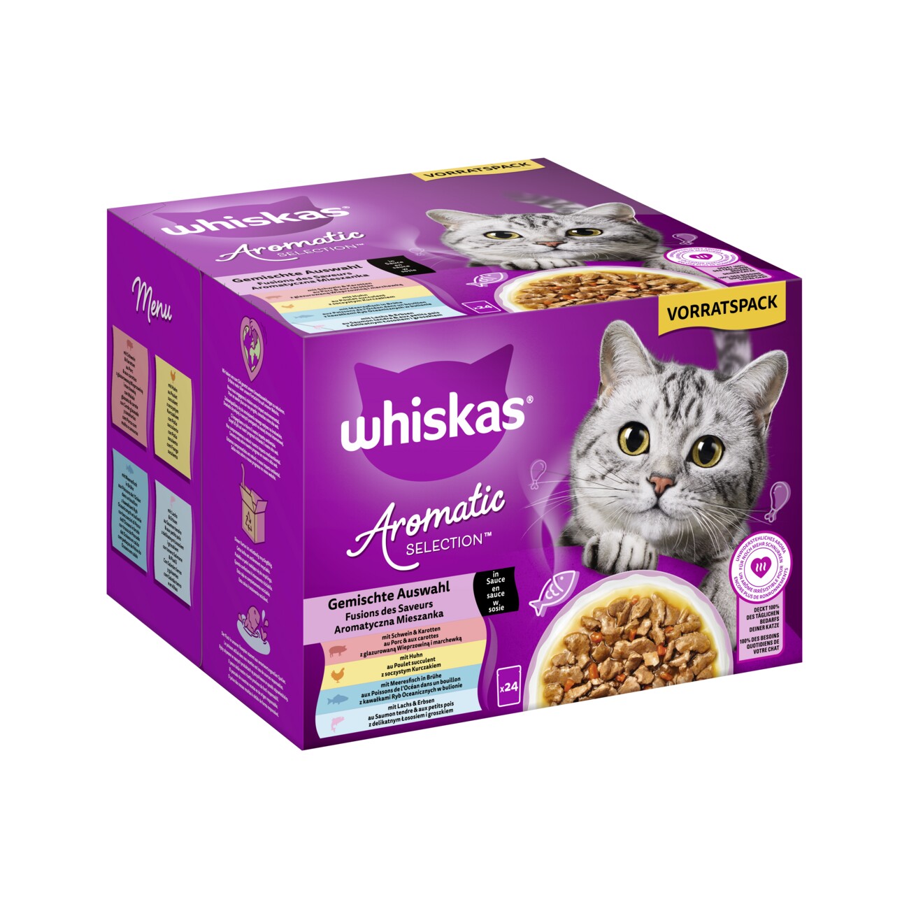 Whiskas Nassfutter Katze Adult, Multipack, 1+ Gemischte Auswahl, in Sauce 24x85 g