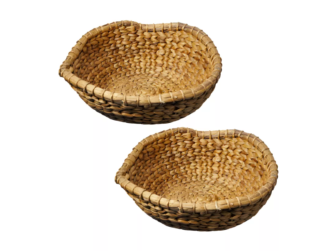 Lot de 2 paniers ronds corbeille 42 cm tissés en jacinthe d'eau – COVE
