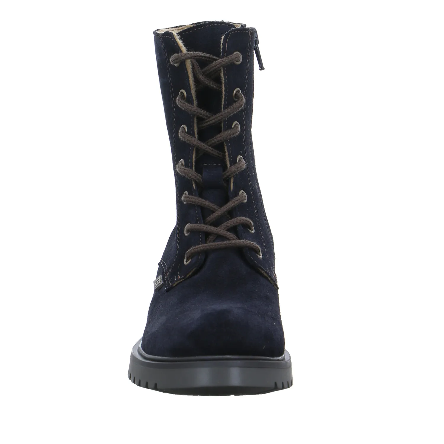 SCHUHENGEL Mädchen-Winter-Bottine Dunkelblau Leder  Schnür-Boot
