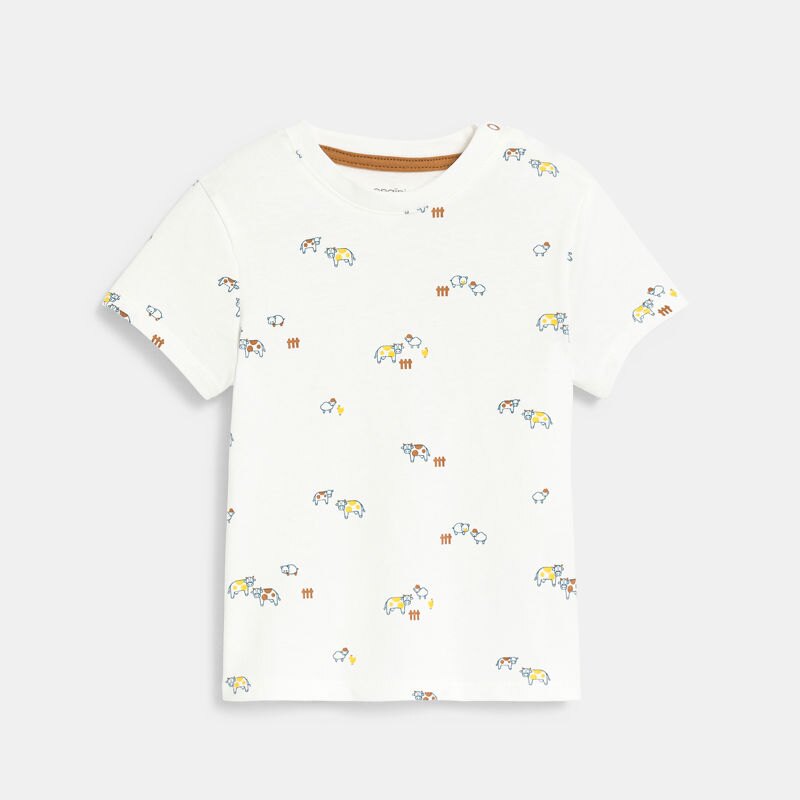 Salopette courte et t-shirt animaux jaune bébé garçon Jaune